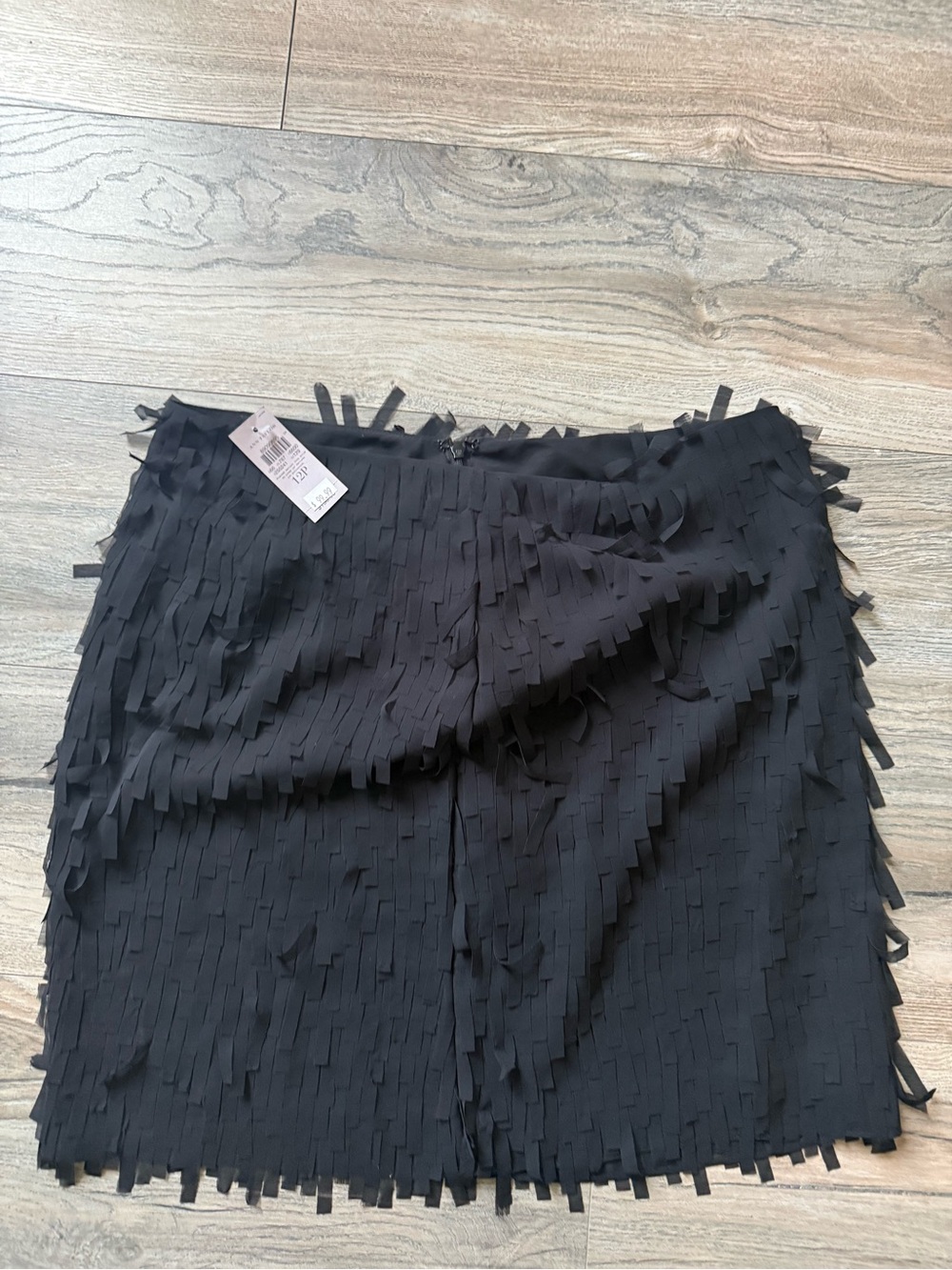 Ann Taylor Black Mini Skirt with Layered Fringe